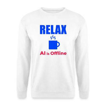 Relax KI ist offline - Unisex Pullover - Weiß - Vorne - Alina (178cm) & Michal (187cm)