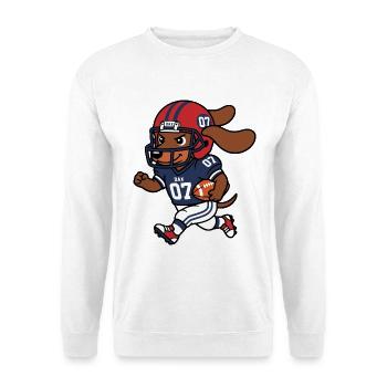 Niedliches Kawaii-Dackel Fußballspieler-Trikot - Unisex Pullover - Weiß - Vorne - Alina (178cm) & Michal (187cm)
