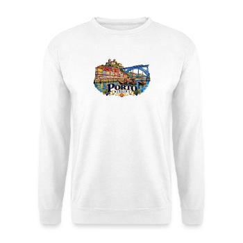 Porto Ribeira und seine Farben - Unisex Pullover - Weiß - Vorne - Alina (178cm) & Michal (187cm)