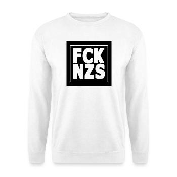 FCK NZS - Unisex Pullover - Weiß - Vorne - Alina (178cm) & Michal (187cm)