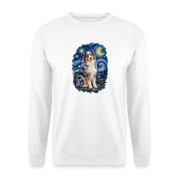 Australian Shepherd Sternennacht – Aussie Lover - Unisex Pullover - Weiß - Vorne - Alina (178cm) & Michal (187cm)