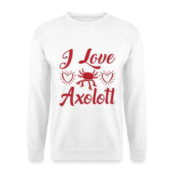 I Love Axolotl Red Heart Charming Graphic - Unisex Pullover - Weiß - Vorne - Alina (178cm) & Michal (187cm)