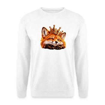 Königlicher Fuchs mit Krone - Unisex Pullover - Weiß - Vorne - Alina (178cm) & Michal (187cm)