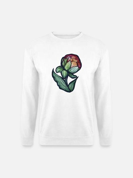 Aquarell Pfingstrosenblüte - Unisex Pullover - Weiß