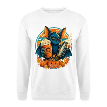 Halloween Vampirfledermaus Bar-Schichtchaos - Unisex Pullover - Weiß - Vorne - Alina (178cm) & Michal (187cm)