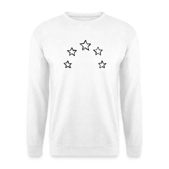 Sternenbogen handgezeichnet - Unisex Pullover - Weiß - Vorne - Alina (178cm) & Michal (187cm)