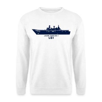 Juan Carlos I L61 – Minimalistische Silhouette - Unisex Pullover - Weiß - Vorne - Alina (178cm) & Michal (187cm)