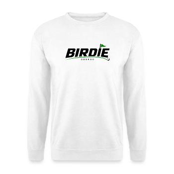 ODDROO Birdie – Golfball & Fahne - Unisex Pullover - Weiß - Vorne - Alina (178cm) & Michal (187cm)