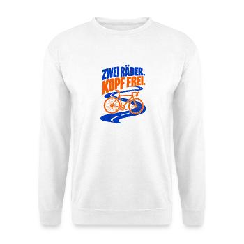 Zwei Räder. Kopf frei. – Fahrrad - Unisex Pullover - Weiß - Vorne - Alina (178cm) & Michal (187cm)
