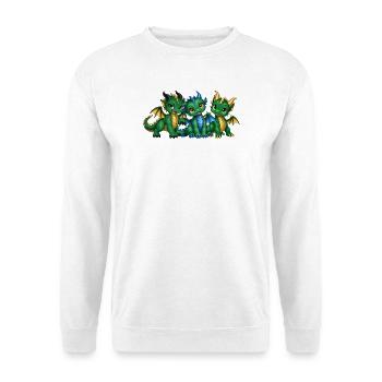 Drei süße Drachenbabys – Grüne Drachengeschwister - Unisex Pullover - Weiß - Vorne - Alina (178cm) & Michal (187cm)