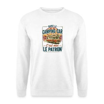 Im Wohnmobil bin ich der Chef - Unisex Pullover - Weiß - Vorne - Alina (178cm) & Michal (187cm)