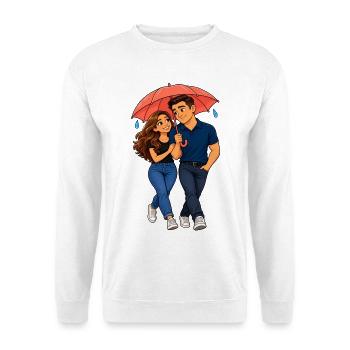 Umbrella Love Duo Rain - Unisex Pullover - Weiß - Vorne - Alina (178cm) & Michal (187cm)