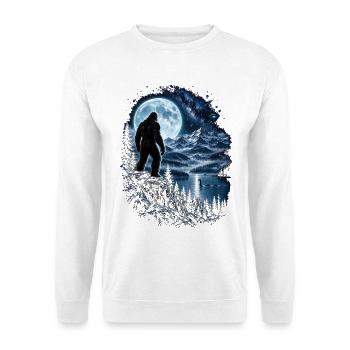 Bigfoot Alien UFO Loch Ness Weltraum Szene Kryptid - Unisex Pullover - Weiß - Vorne - Alina (178cm) & Michal (187cm)