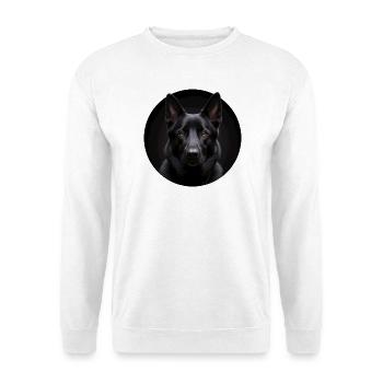 Schwarzer Schäferhund Portrait - Unisex Pullover - Weiß - Vorne - Alina (178cm) & Michal (187cm)