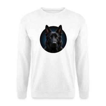 Schwarzer Schäferhund - Unisex Pullover - Weiß - Vorne - Alina (178cm) & Michal (187cm)