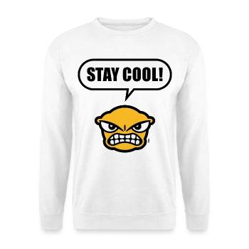 Stay Cool! (Ruhe Bewahren! / Lustig / POS 3C Gold) - Unisex Pullover - Weiß - Vorne - Alina (178cm) & Michal (187cm)