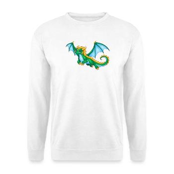 Smaragdgrüne Drachendame mit goldener Mähne - Unisex Pullover - Weiß - Vorne - Alina (178cm) & Michal (187cm)