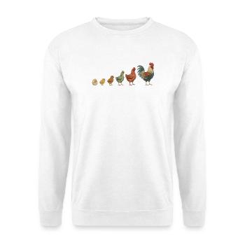 Küken-zu-Hahn-Wachstumsparade Hühnerhühner - Unisex Pullover - Weiß - Vorne - Alina (178cm) & Michal (187cm)