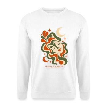 Generierter Traum – Ein Traum, der aus Liebe geboren wurde. - Unisex Pullover - Weiß - Vorne - Alina (178cm) & Michal (187cm)
