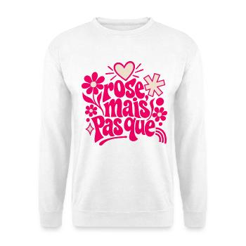 Saugenhaftes Pink - Unisex Pullover - Weiß - Vorne - Alina (178cm) & Michal (187cm)