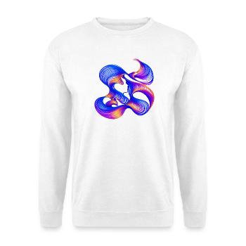 Abstraktes Frauengesicht, bunte, fließende Linien - Unisex Pullover - Weiß - Vorne - Alina (178cm) & Michal (187cm)