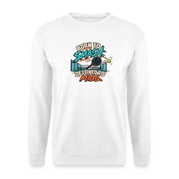 Geboren zum Zerbrechen, dazu bestimmt, zu vermissen | Lustiger Retro-Pade - Unisex Pullover - Weiß - Vorne - Alina (178cm) & Michal (187cm)