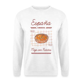 Mojo mit Kartoffeln - Unisex Pullover - Weiß - Vorne - Alina (178cm) & Michal (187cm)