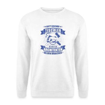 Herren Tischler TShirt Architekten Helden - Unisex Pullover - Weiß - Vorne - Alina (178cm) & Michal (187cm)