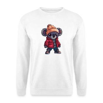 Koala mit Winterjacke und Mütze - Unisex Pullover - Weiß - Vorne - Alina (178cm) & Michal (187cm)
