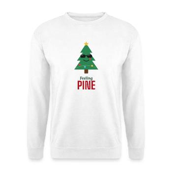 Feeling Pine Cute Weihnachtsbaum-Wortspiel-Pullover - Unisex Pullover - Weiß - Vorne - Alina (178cm) & Michal (187cm)