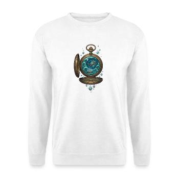 Magische Taschenuhr – Ozean Zeit Kunst - Unisex Pullover - Weiß - Vorne - Alina (178cm) & Michal (187cm)