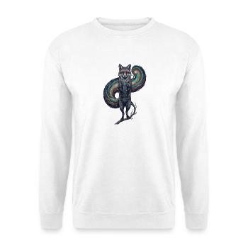 Kosmischer Fuchs – Galaxie Sternen Kunst - Unisex Pullover - Weiß - Vorne - Alina (178cm) & Michal (187cm)