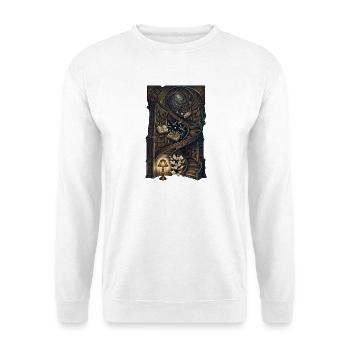 Magische Bibliothek – Fantasy Bücher Kunst - Unisex Pullover - Weiß - Vorne - Alina (178cm) & Michal (187cm)