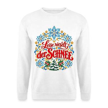 Leise rieselt der Schnee Weihnachtspullover Winter - Unisex Pullover - Weiß - Vorne - Alina (178cm) & Michal (187cm)