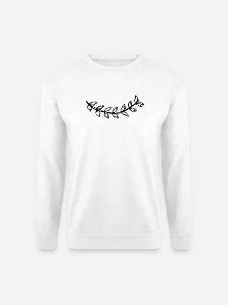 Lorbeerzweig handgezeichnet - Unisex Pullover - Weiß