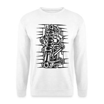 Coilover Lineart Federungskunst - Unisex Pullover - Weiß - Vorne - Alina (178cm) & Michal (187cm)