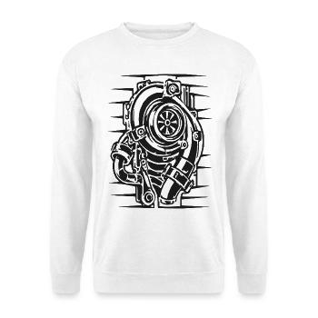 Vintage Taucherhelm Linienkunst - Unisex Pullover - Weiß - Vorne - Alina (178cm) & Michal (187cm)