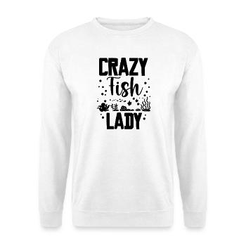 Crazy Fish Lady Aquaristik - Unisex Pullover - Weiß - Vorne - Alina (178cm) & Michal (187cm)