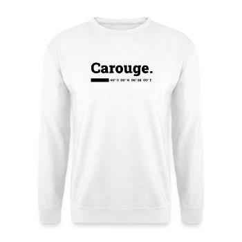 Carouge Genf Koordinaten - Unisex Pullover - Weiß - Vorne - Alina (178cm) & Michal (187cm)