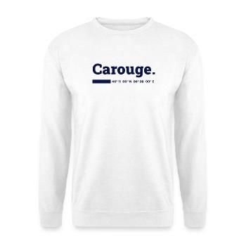 Carouge Genf Koordinaten - Unisex Pullover - Weiß - Vorne - Alina (178cm) & Michal (187cm)
