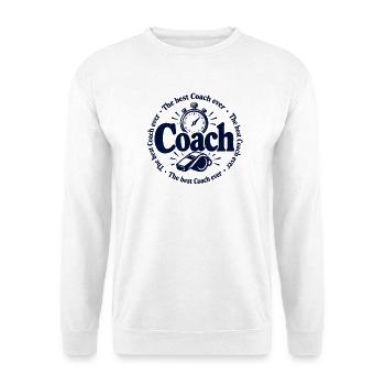 Coach - Trainer - Training - Sport - Gym - Sportle - Unisex Pullover - Weiß - Vorne - Alina (178cm) & Michal (187cm)