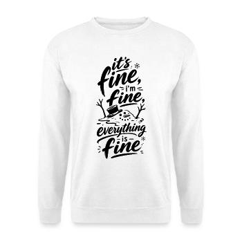 Everything Is Fine Schneemann - Unisex Pullover - Weiß - Vorne - Alina (178cm) & Michal (187cm)