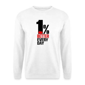 1% Besser Jeden Tag – Motivation & Mindset - Unisex Pullover - Weiß - Vorne - Alina (178cm) & Michal (187cm)