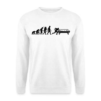 Billiard Evolution Billiardtisch Billiardspieler - Unisex Pullover - Weiß - Vorne - Alina (178cm) & Michal (187cm)