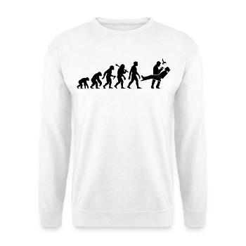 Zahnarzt Evolution für Zahnmediziner - Unisex Pullover - Weiß - Vorne - Alina (178cm) & Michal (187cm)