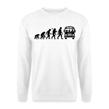 Schulbus Evolution Busfahrer Mit Bus - Unisex Pullover - Weiß - Vorne - Alina (178cm) & Michal (187cm)
