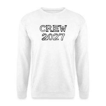 Crew 2027 Schriftzug handgezeichnet - Unisex Pullover - Weiß - Vorne - Alina (178cm) & Michal (187cm)