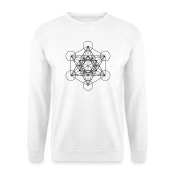 Metatron Cube T-Shirt - Unisex Pullover - Weiß - Vorne - Alina (178cm) & Michal (187cm)