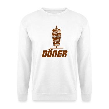 Döner Spieß Illustration - Unisex Pullover - Weiß - Vorne - Alina (178cm) & Michal (187cm)
