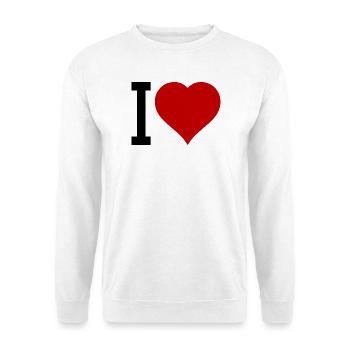 Rotes Herz Symbol - Unisex Pullover - Weiß - Vorne - Alina (178cm) & Michal (187cm)